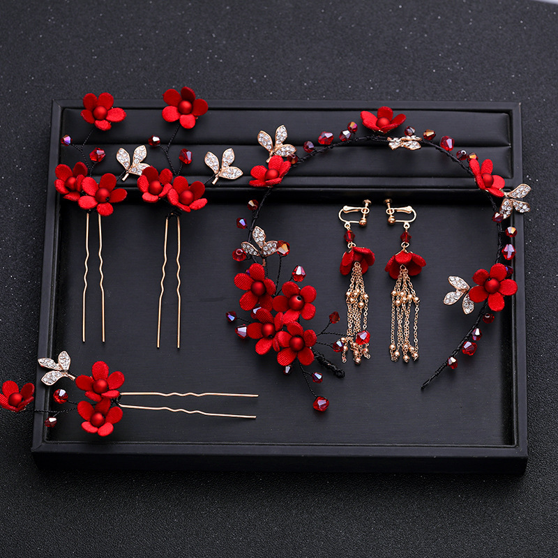 Wedding Supply Store - Bandeaux Vintage à fleurs rouges et